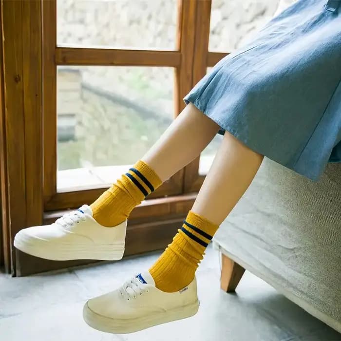 5/10/20/30 paires femmes rayé mi tube chaussettes à la mode couleur correspondant doux confortable absorbant la sueur respirant chaussette décontractée