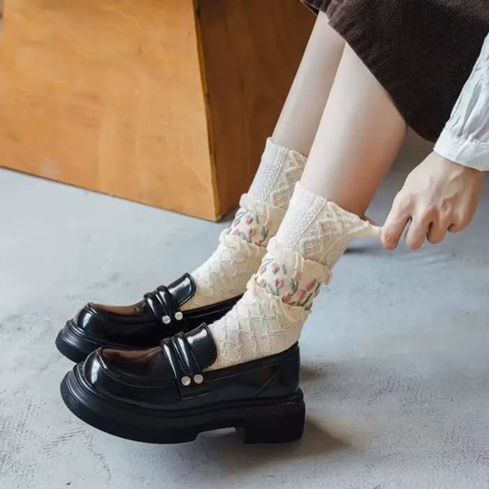 Ensemble de 4 paires de chaussettes florales pour femmes