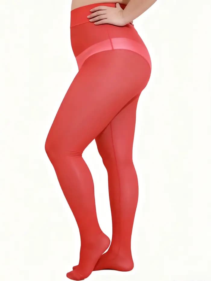 1 collant opaque rouge taille haute pour femme