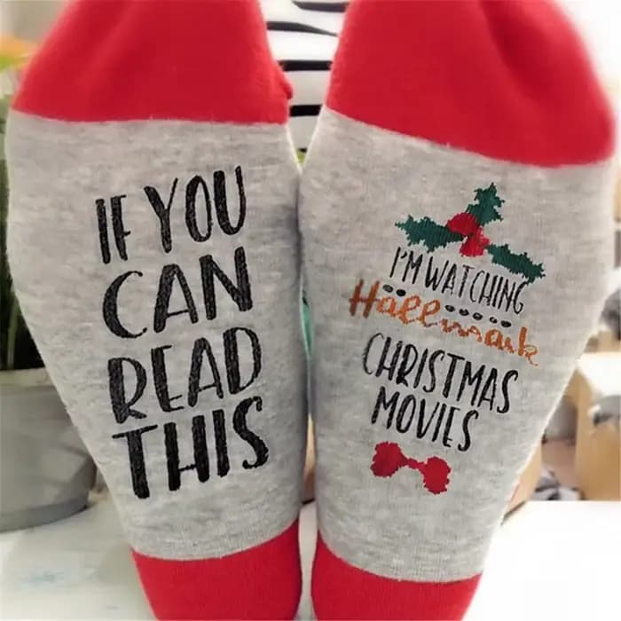 Chaussettes du nouvel an si vous pouvez lire ce que je regarder des films de noël