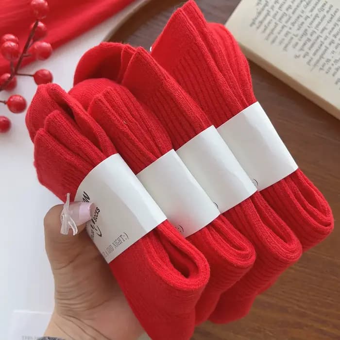 Chaussettes rouges en coton pour hommes et femmes