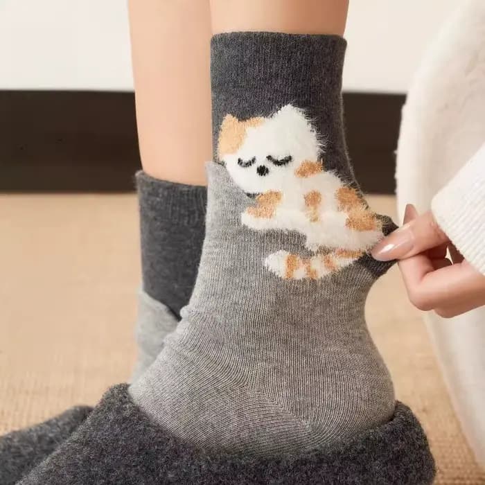 1 paire de chaussettes mi-hautes amusantes et mignonnes à imprimé chats