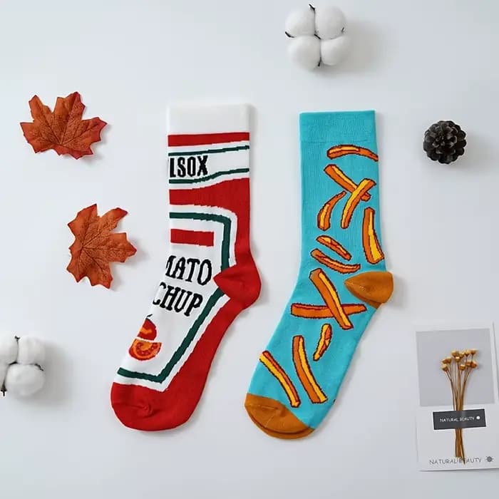 Chaussettes fantaisie pour femme en coton