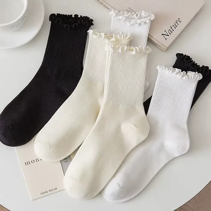 5 paires de chaussettes à volants pour femmes