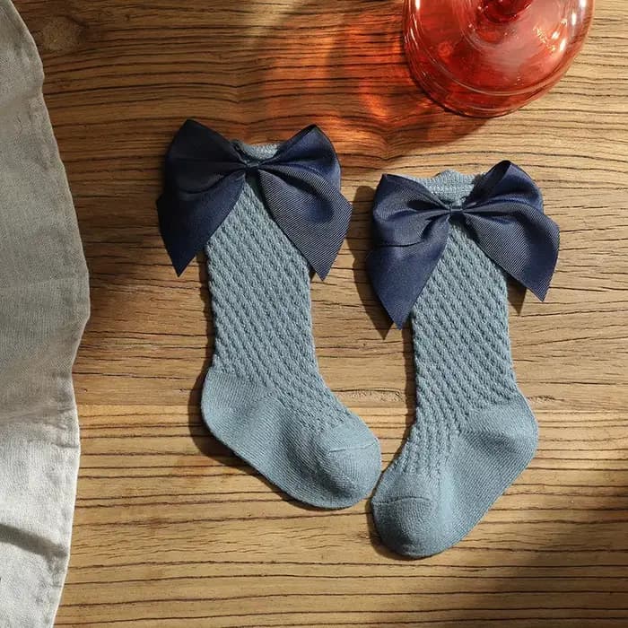 Chaussettes longues à gros nœud pour enfants