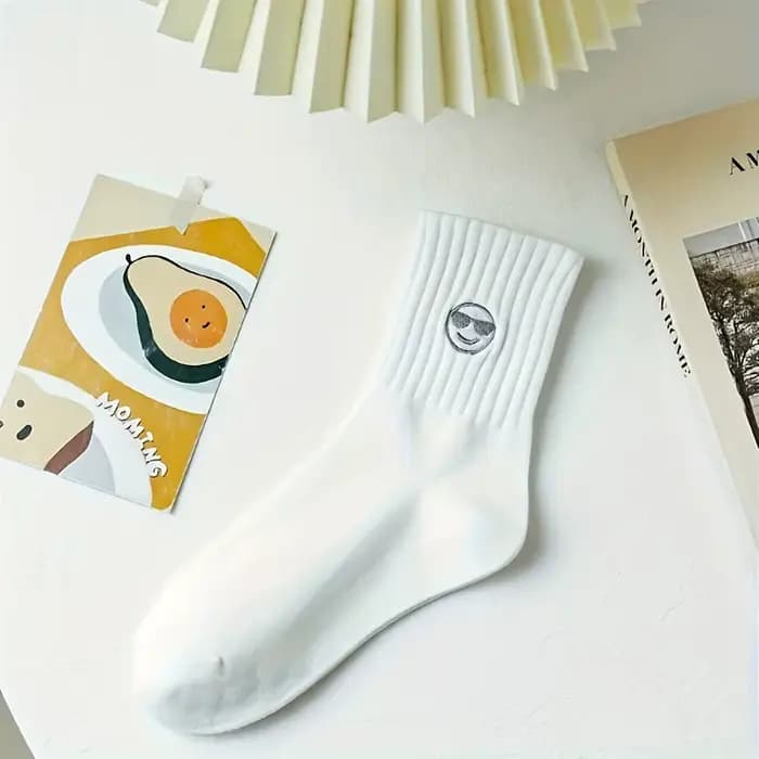1/2 paires de chaussettes brodées en pur coton pour hommes et femmes