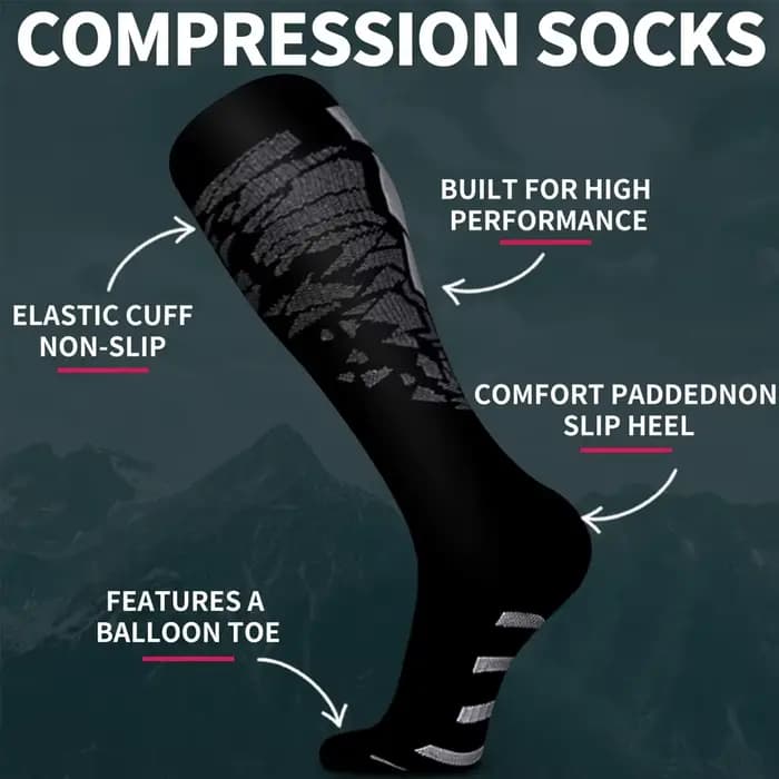 Chaussettes de compression de sport pour femmes et hommes, chaussettes de soutien du mollet pour la course à pied, les infirmières, la grossesse en vol, le surpoids athlétique, 1 paire