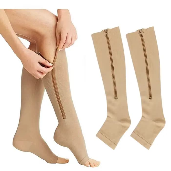 Chaussette de Compression en Cuivre, Bas à Fermeture Éclair