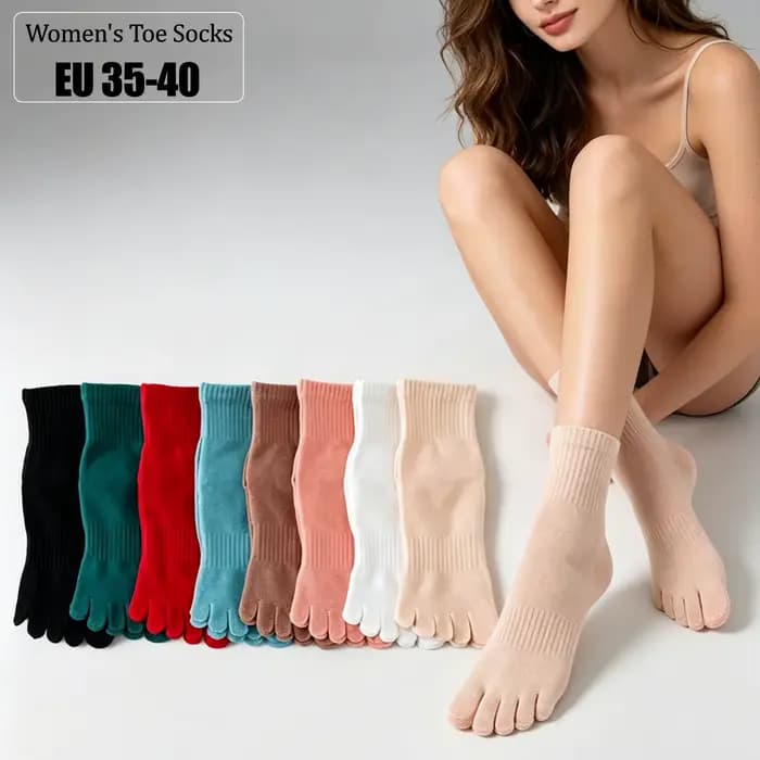 1 paire de chaussettes pour femmes en coton biologique à cinq doigts