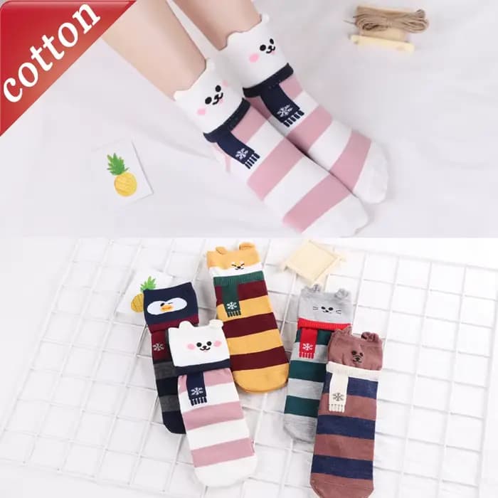 Chaussettes coréennes pour femmes, motif Animal de dessin animé Kawaii, en coton de haute qualité, mignonnes, amusantes, confortables, polyvalentes, pour filles, cadeau, vente en gros