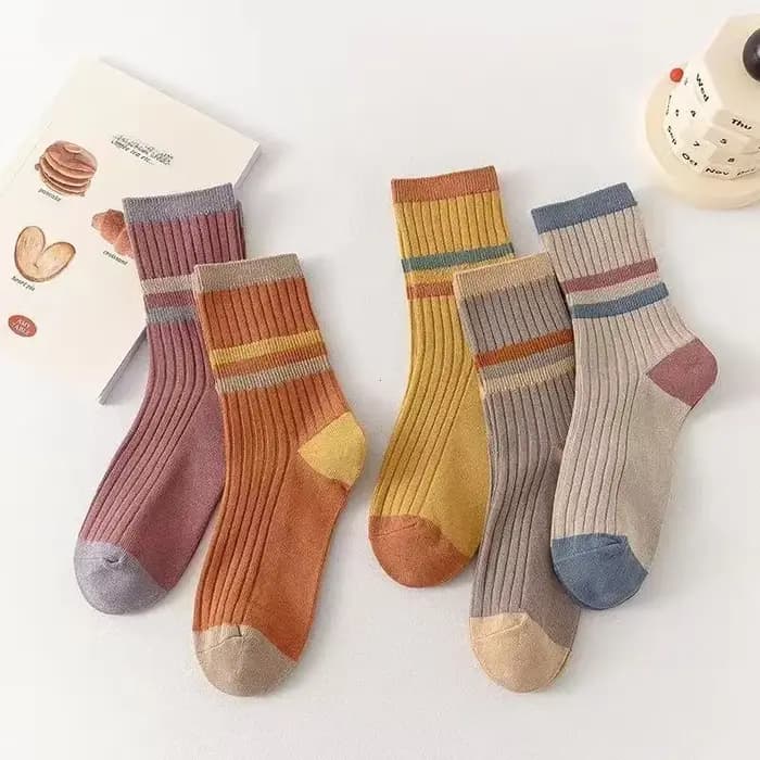 5 paires de chaussettes imprimées rayées pour femmes