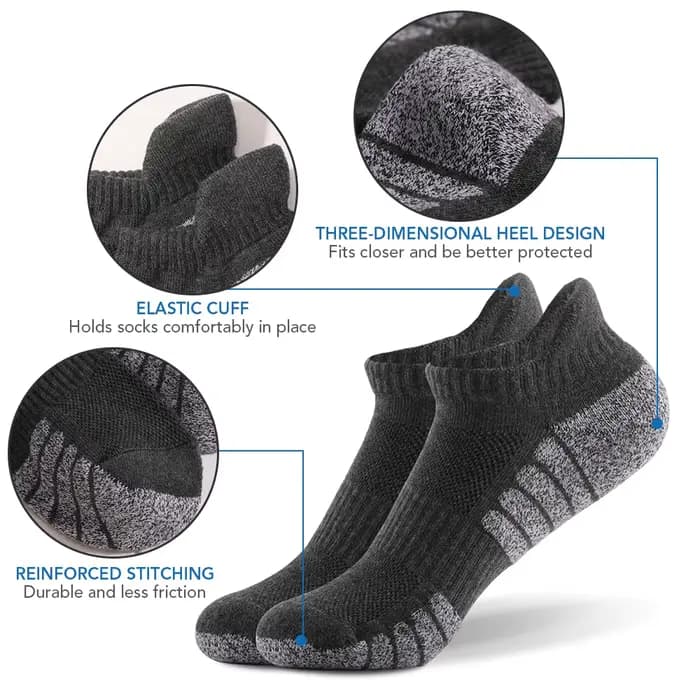 6 paires de chaussettes de sport à la cheville, chaussettes athlétiques basses, tricot épais, chaussettes d'automne et d'hiver, Fitness en plein air, respirantes, à séchage rapide