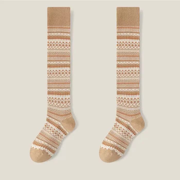 Chaussettes hautes à rayures pour femmes