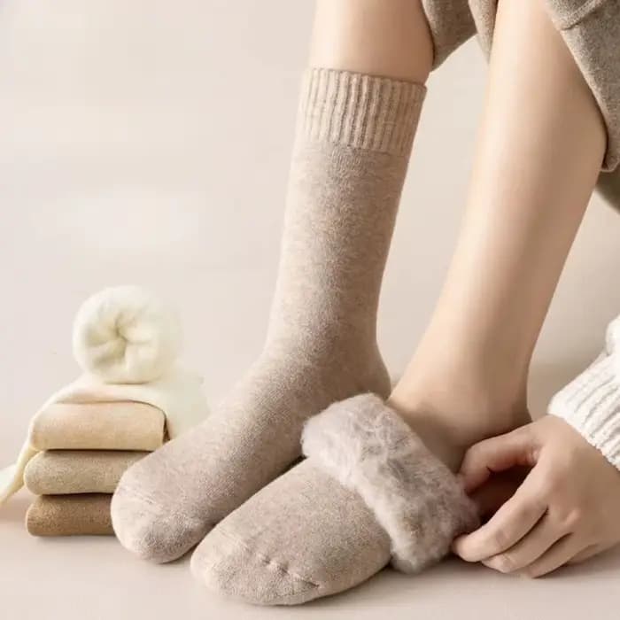 1 paire de chaussettes thermiques chaudes d'hiver pour femmes