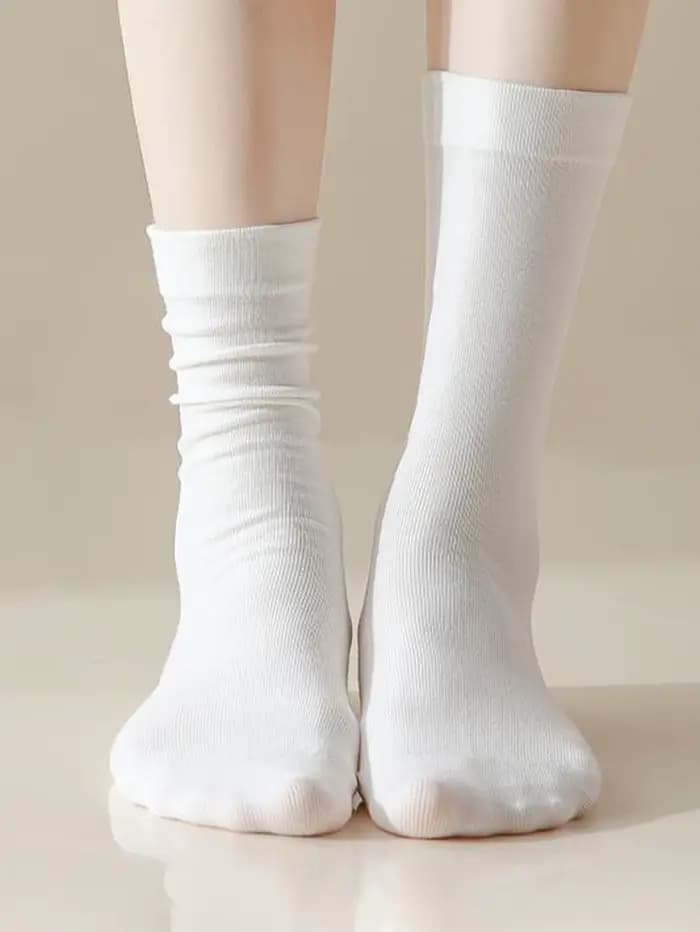 1/5/10/15/20 paires de nouvelles chaussettes mi-mollet pour femmes, version coréenne, blanc pur
