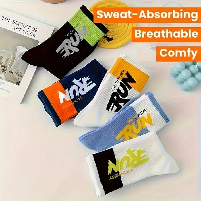 5/10 paires de chaussettes mi-hautes pour hommes