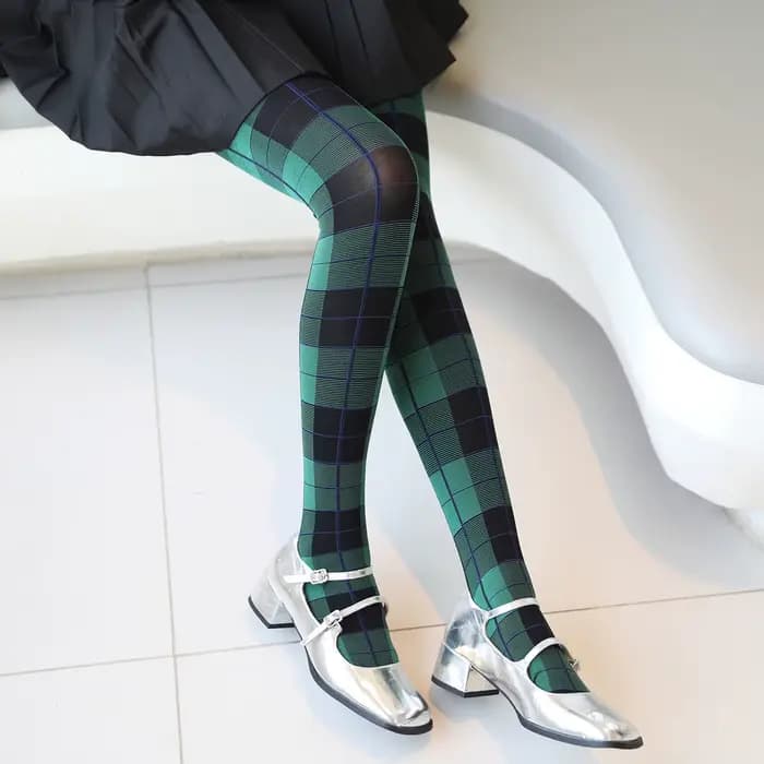 Collants à imprimé écossais tendance pour femmes, style collège, bas à carreaux classiques, rétro japonais, chaussettes sexy pour le bas du corps