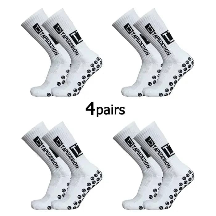 4 paires/lot, chaussettes de football antidérapantes avec bande adhésive, mi-mollet, antidérapantes, pour le sport, le cyclisme, pour hommes, EU38-45, nouvelle collection 2024