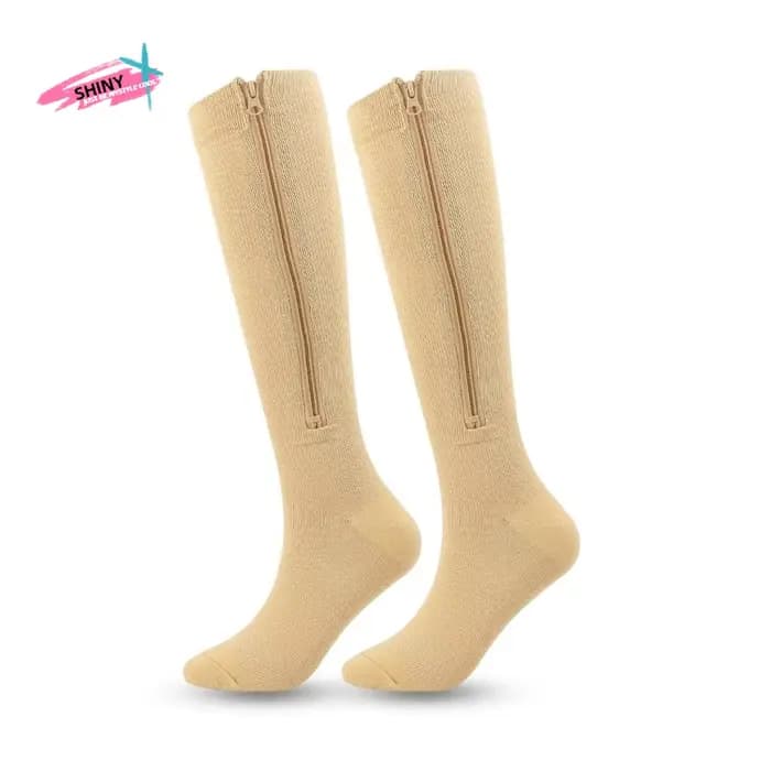 Chaussettes de compression à rayures rétro, respirantes, douces, avec fermeture éclair, élastiques, absorbant la sueur, pour le cyclisme, les sports et les exercices en plein air