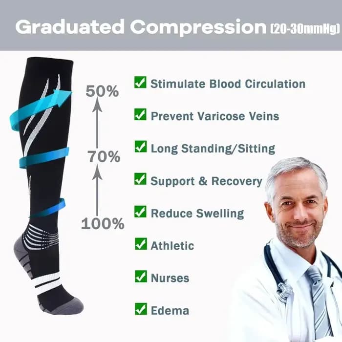 1 paire de chaussettes de sport à haute compression pour hommes et femmes