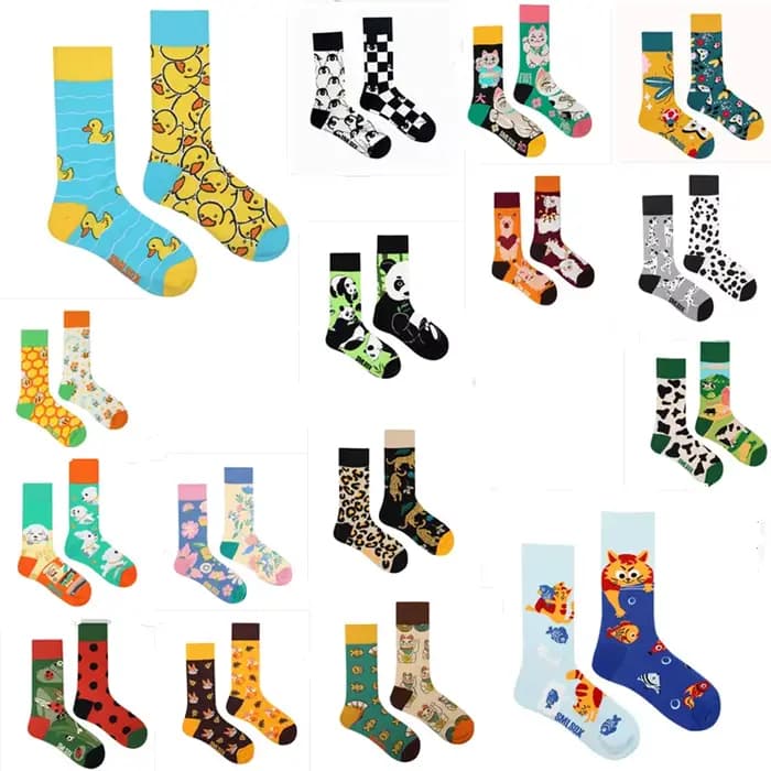 Chaussettes colorées unisexes en coton pour hommes et femmes