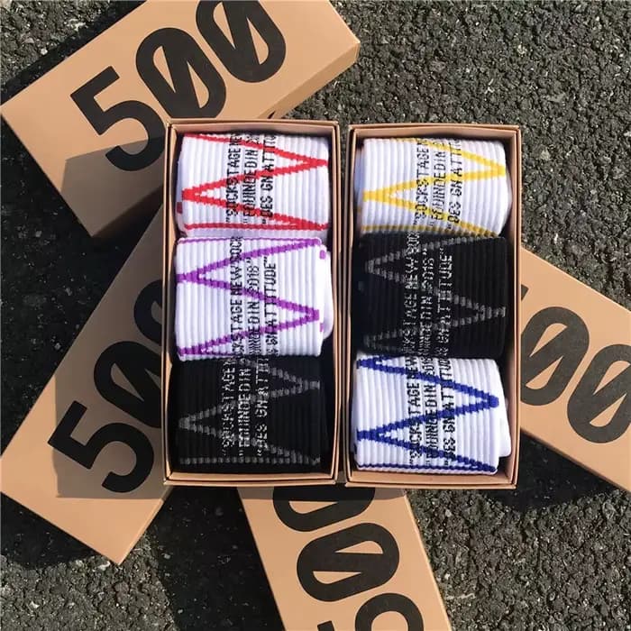 3 paires/boîte chaussettes hommes nouvelle mode d'automne signé conjoint Skateboard sport blanc/noir tendance Hip Hop amoureux coton chaussettes