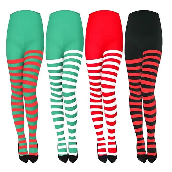 Collants rayés rouge noir pour femmes
