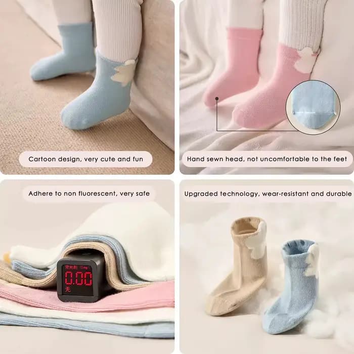  Chaussettes mi-tube décontractées pour enfants, chaussettes mignonnes en coton pour nouveau-né, printemps-automne