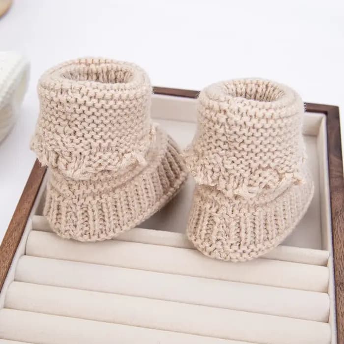 2 pièces/paire bébé tricot chaussettes 0-12M solide Cochet marche