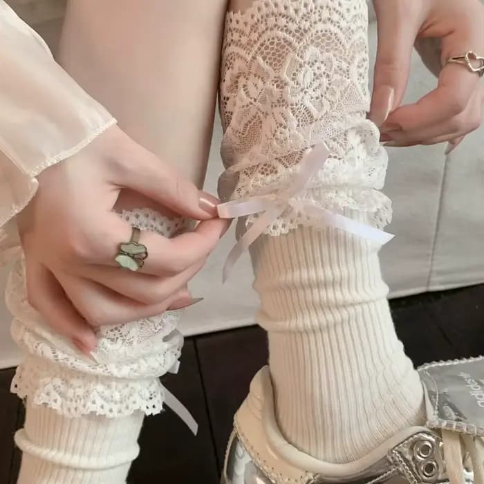 Lolita dentelle nœud chaussettes automne/hiver cuisse haute