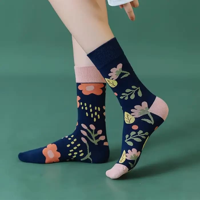 Chaussettes Asymétriques en Coton Peigné pour Femme