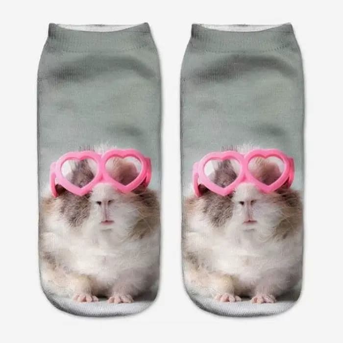 Chaussettes fantaisie imprimées 3D animaux mignons pour femmes