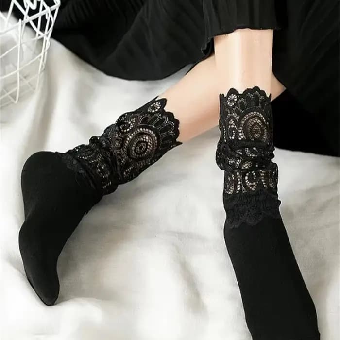 Chaussettes Sexy en dentelle florale pour femmes