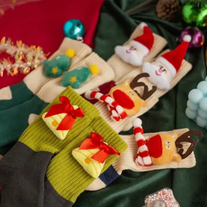 Chaussettes de noël en coton doux pour enfants