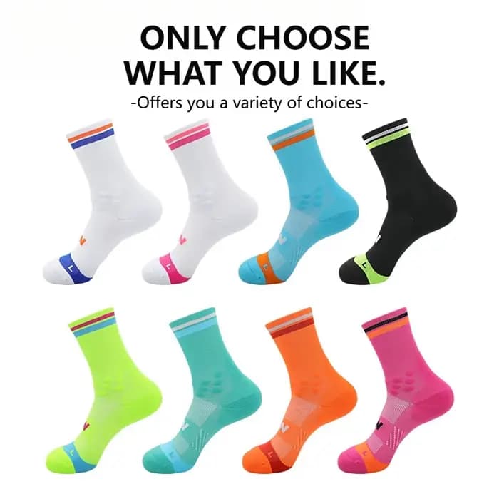 Loogdeel Chaussettes de course professionnelles respirantes à séchage rapide, chaussettes de sport pour marathon, absorbant la sueur, chaussettes élastiques pour le basketball et le cyclisme