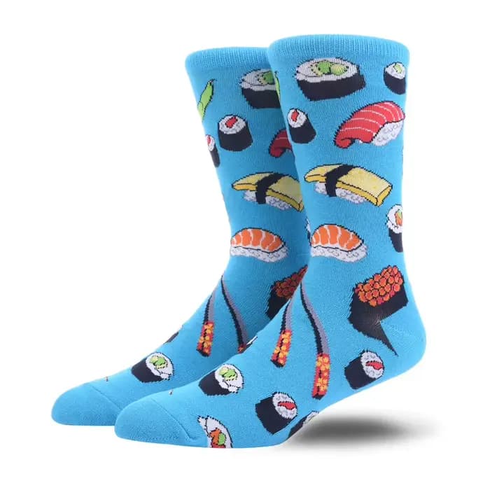 Mariage chaussettes drôles hommes dessin animé Animal carlin singe nourriture Sushi créatif