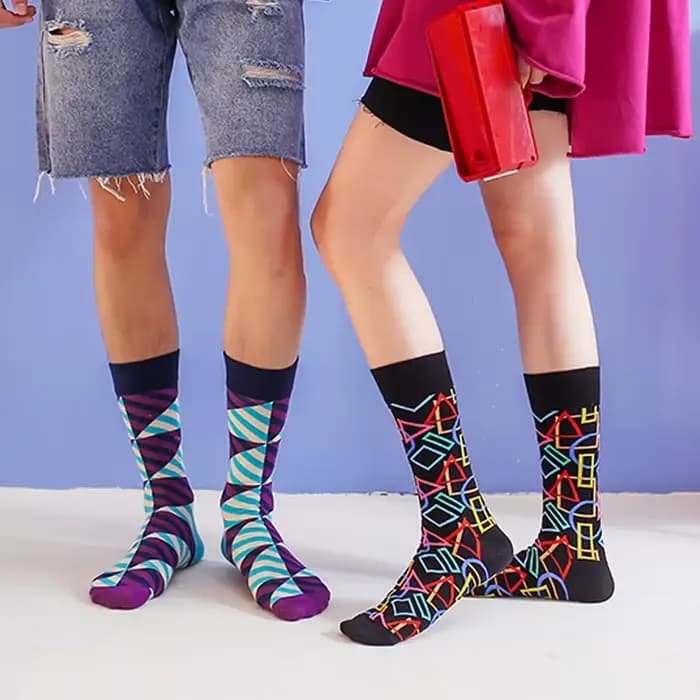 Tendance offre spéciale hommes chaussettes décontracté Gentleman haute qualité couleur Puzzle heureux