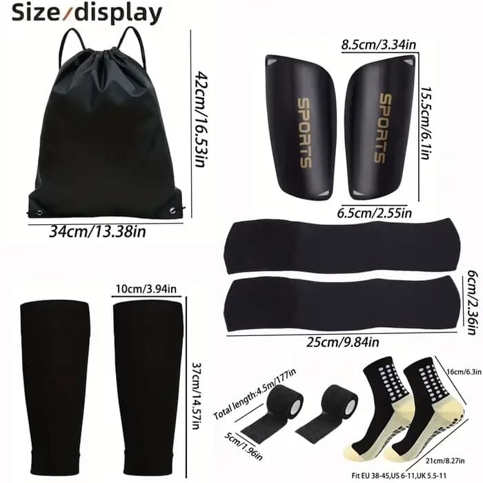 Ensemble de 6 pièces de chaussettes de Football pour Sports de plein air + protège-tibia +