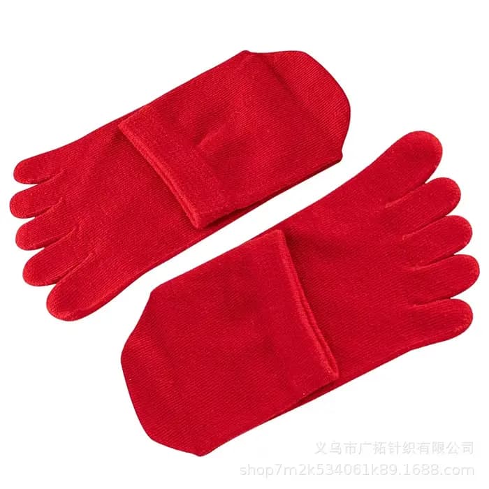 Chaussettes rouges à cinq doigts pour femmes et hommes