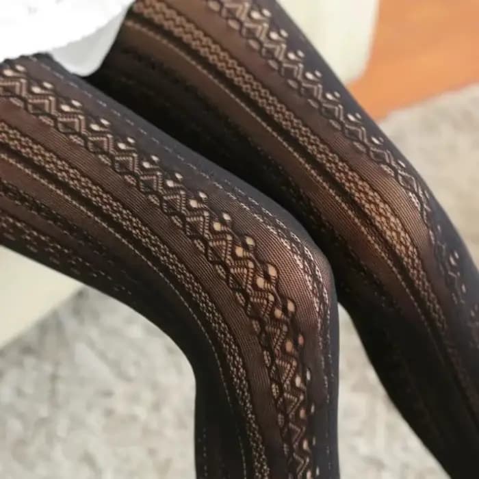 Collants en coton tricoté en dentelle pour femmes et filles