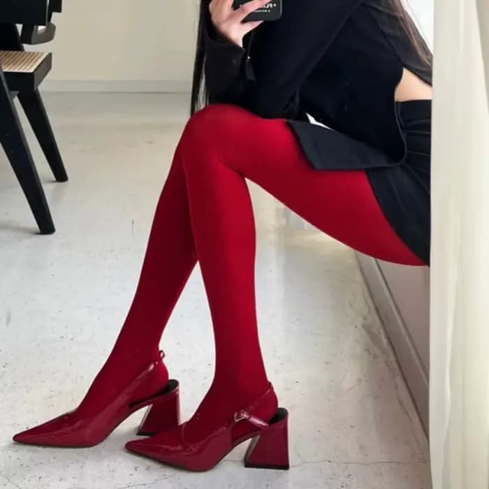 TARUXY collants rouges femmes hiver voir à travers la Lingerie mince