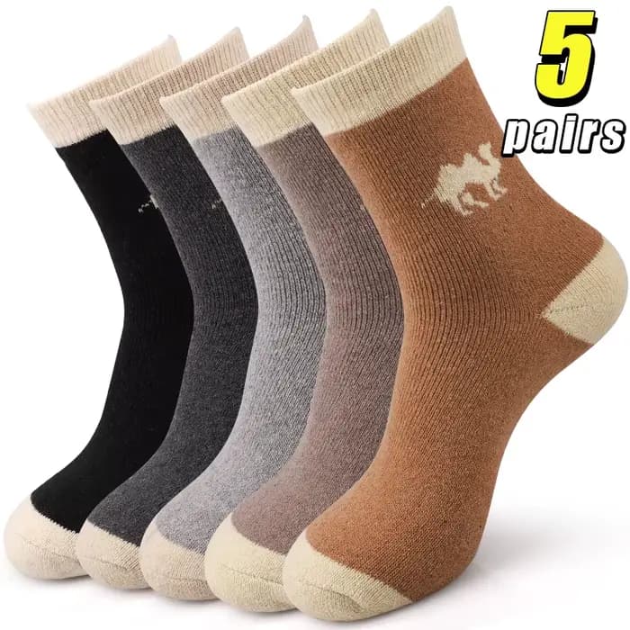 5 paires de chaussettes en laine épaisse pour hommes