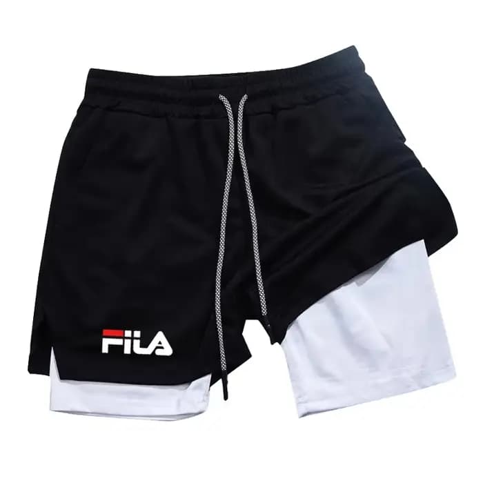 Shorts de sport multifonctionnels 2-en-1 double couche pour hommes