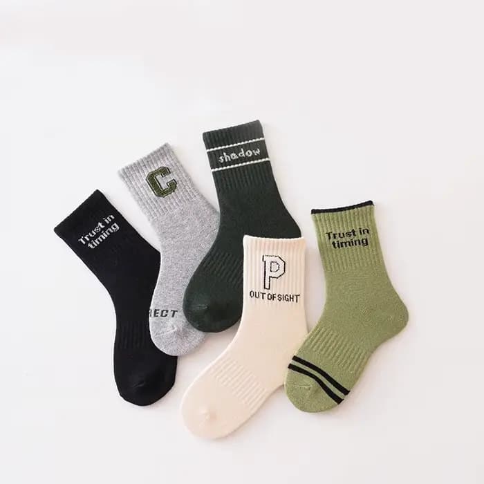 5 paires lettre sport enfants garçons chaussettes à la mode Cool mignon vitalité confortable doux respirant chaussettes pour enfants garçons filles