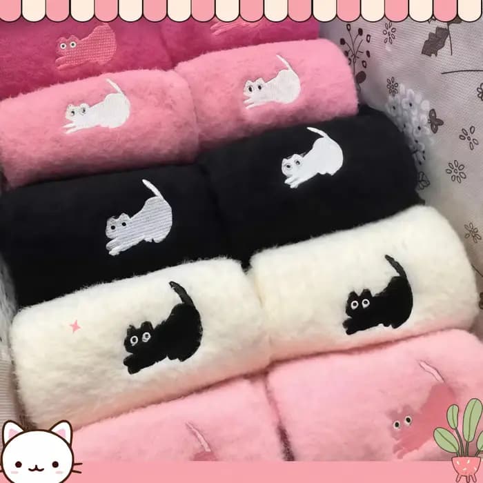 Femmes hiver chaussettes mignonnes épais thermique solide doux vison velours moelleux