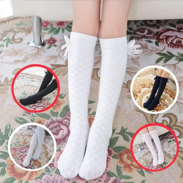 Chaussettes hautes à nœud papillon pour filles