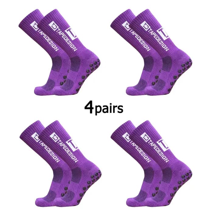 4 paires/lot 2024 nouveau ANTI SLIP Tapedesign chaussettes de Football mi-mollet antidérapant