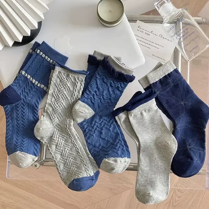 Chaussettes japonaises à carreaux de diamant pour femmes