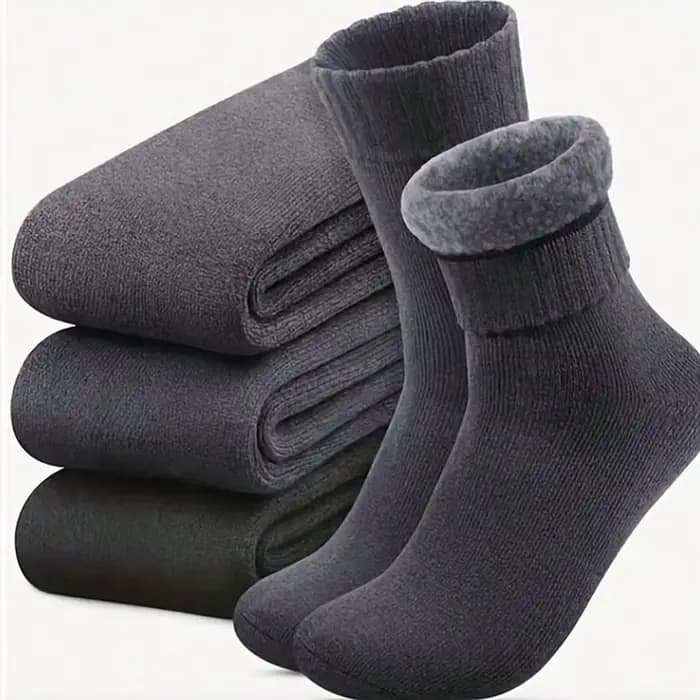 3 paires de chaussettes doublées thermiques pour hommes, chaussettes épaisses, douces et confortables pour temps froid, bottes de randonnée d'hiver, noires