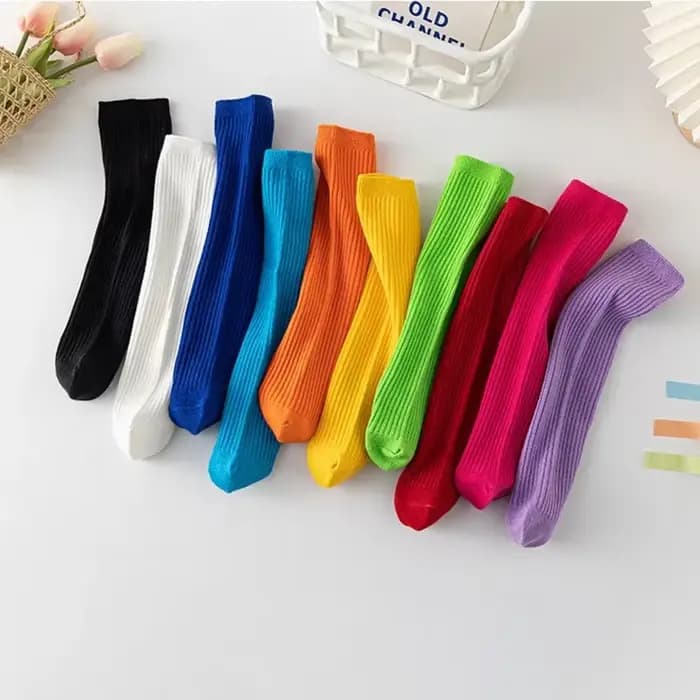 Chaussettes longues en tricot de couleur unie pour garçons et filles